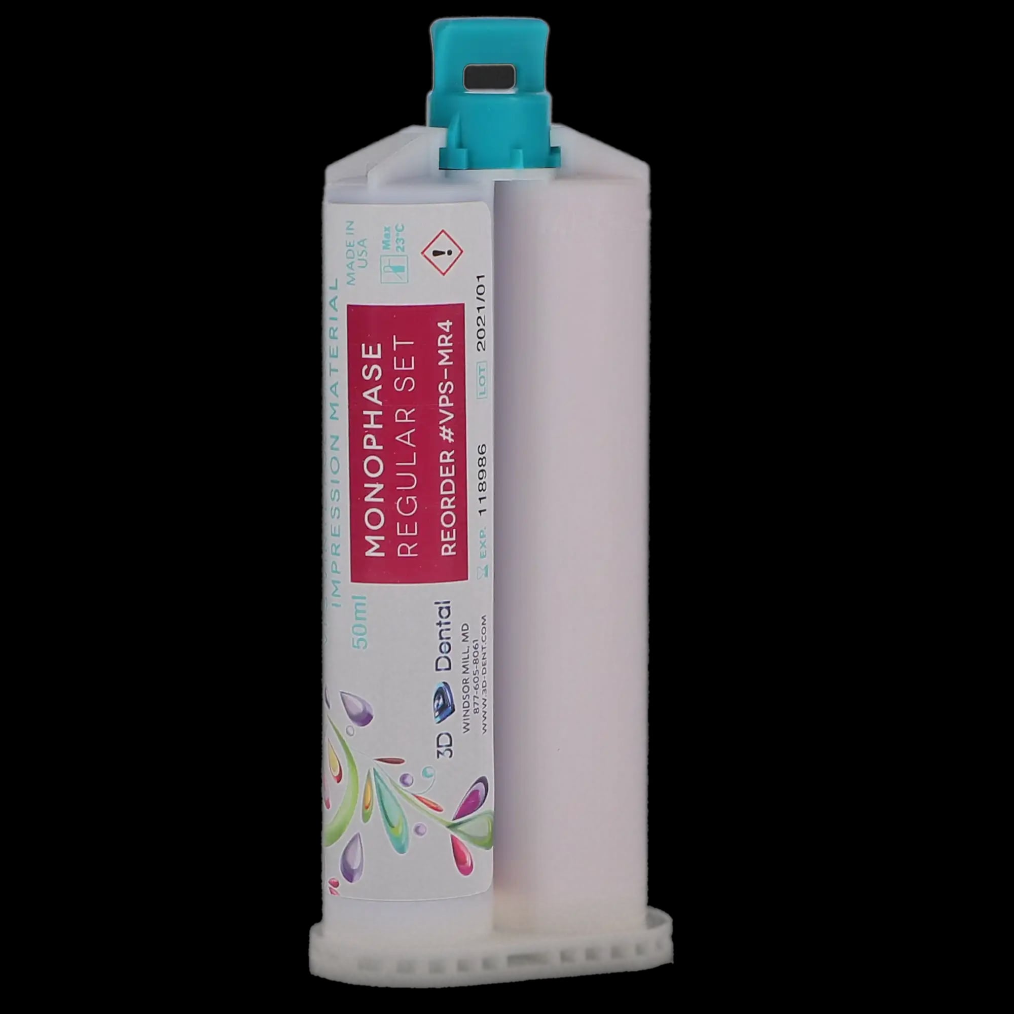 Mimic VPS Impression Material, Monophase Body, Regular Set, 50 ml Cartridges, 4/Pk, VPS-MR-4