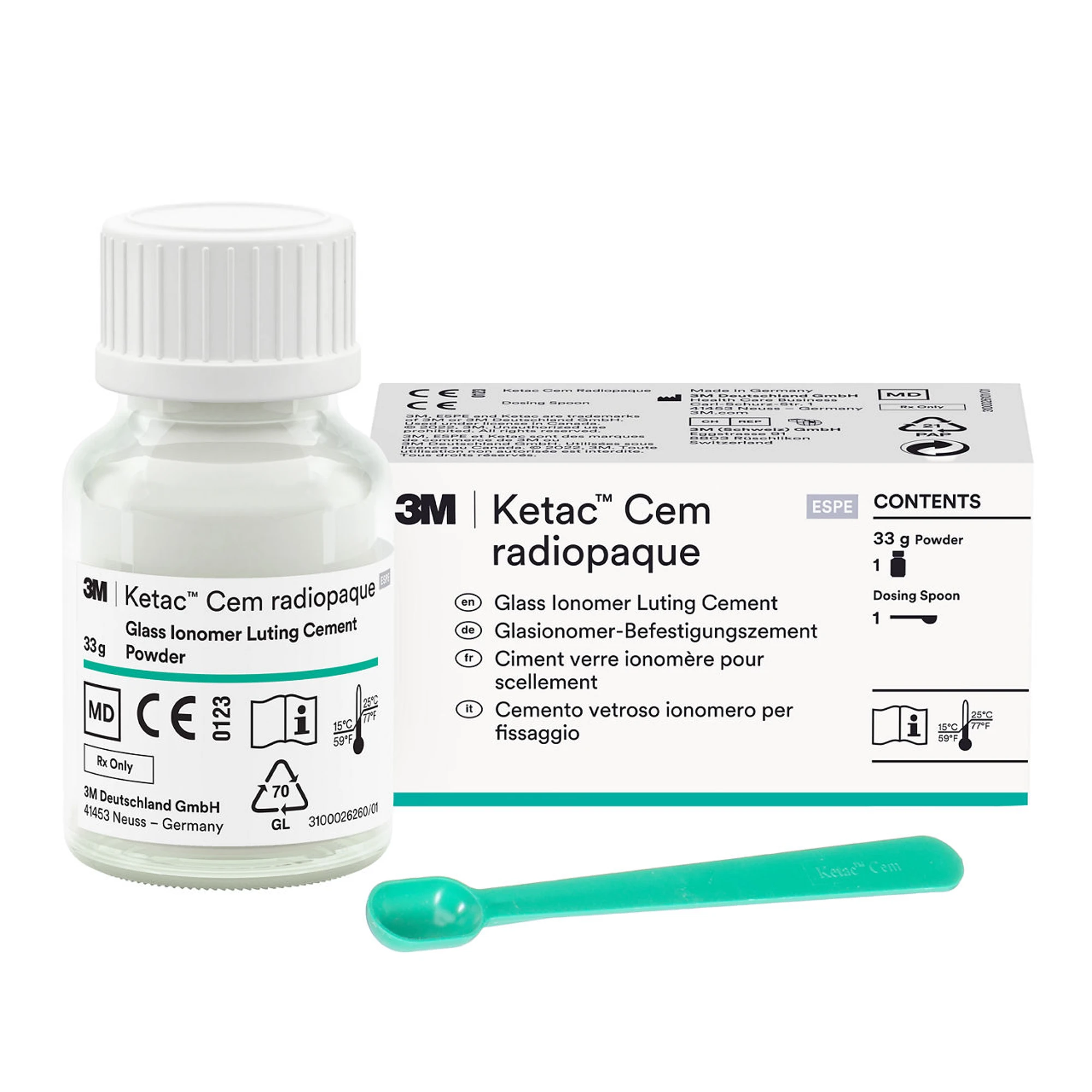 Ketac Cem Radiopaque Glass Ionomer Luting Cement, Powder Refill, 33 g, 1/Pk, 37210