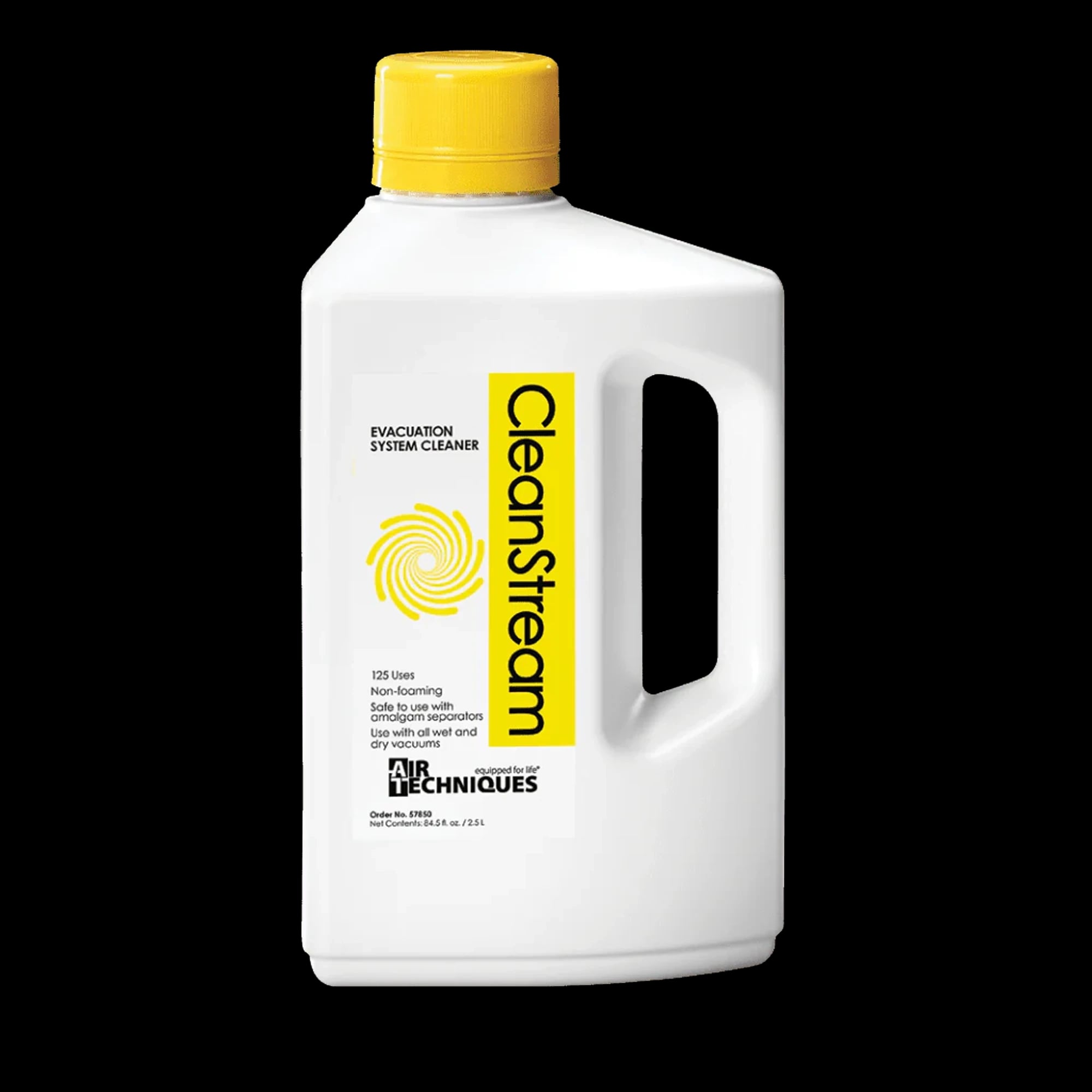 Air Techniques Monarch CleanStream Evacuation System Cleaner, Concentrated, 2.5 L (84.5 oz), 125 Cleanings, 57850