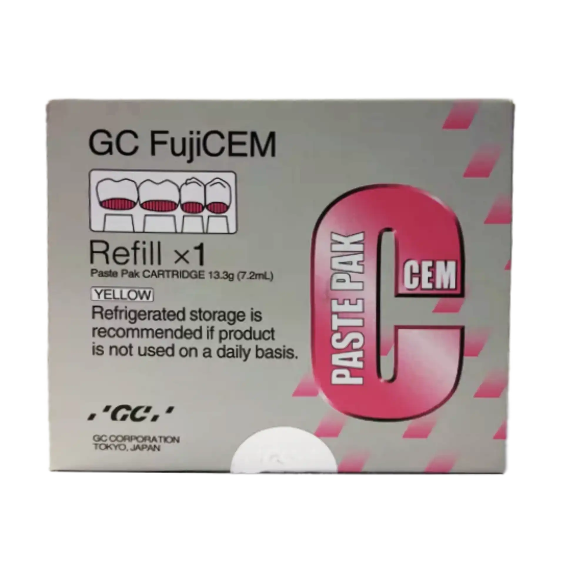 FujiCEM Reinforced Glass Ionomer Luting Cement, Automix Compatible Refill, 7.2 ml, Yellow, 1/Pk