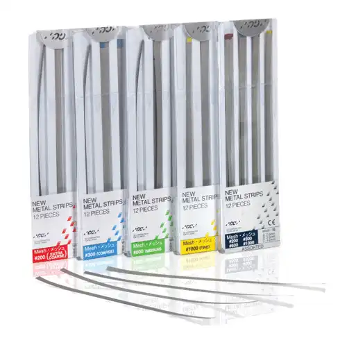 GC America Metal Finishing Strips, Assortment "A", #1000 Mesh (50 Micron), Fine, Yellow, 12/Pk, 000263
