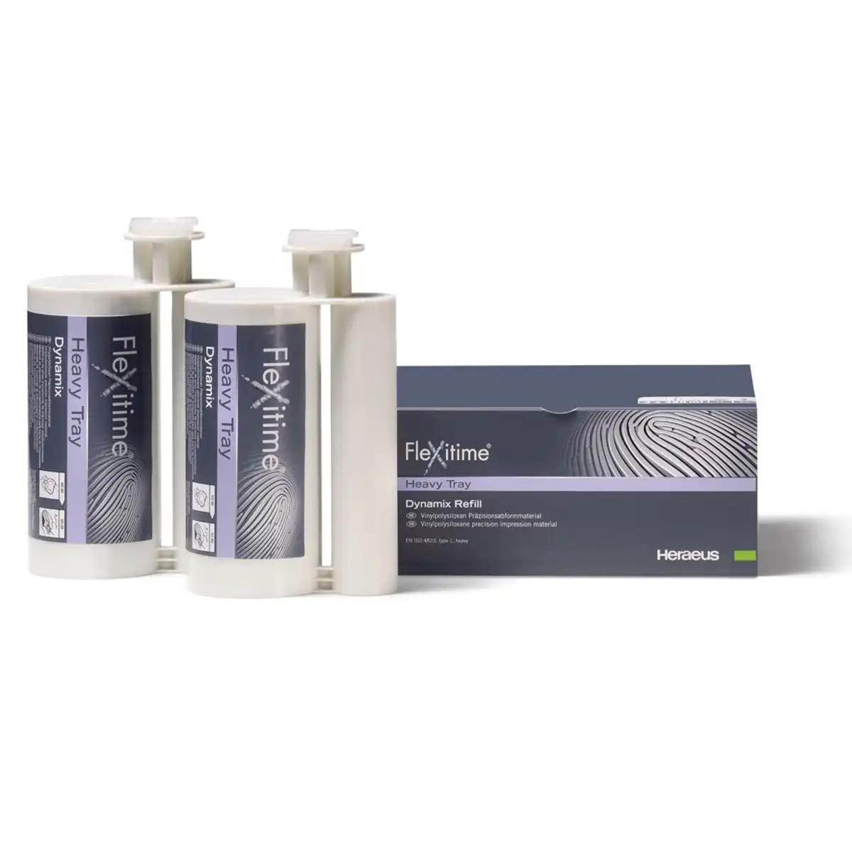 Flexitime Dynamix Precision Impression Material, Heavy Tray, Econo Refill Pack (6 x 380 ml Cartridges, 6 Mixing Tips, 3 Fixation Rings), 66035992