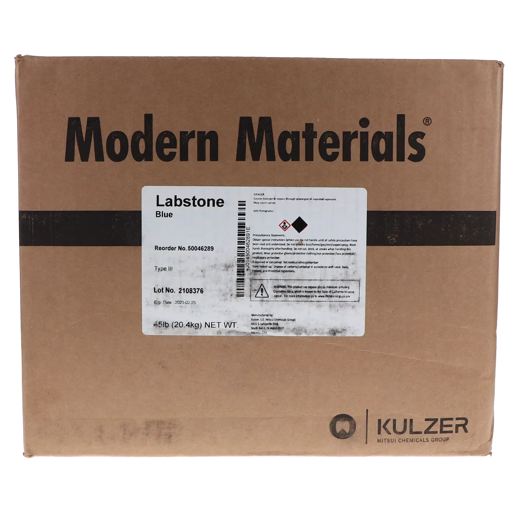 Kulzer Modern Materials Labstone All-Purpose Model Stone, Type III, Blue, 45 lb Box, 50046289