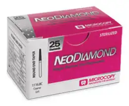 Microcopy NeoDiamond Operative Diamond Single-Use Bur, FG, Round End Taper, 1.8 mm Head, Coarse, 25/Pk, #1118.8C