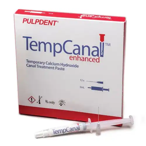 TempCanal Enhanced Calcium Hydroxide Canal Treatment Paste Kit, 3 mL Syringe + 12 Endodontic Irrigation Needles (27 Gauge x 1", 2-Side-Vent), TEK