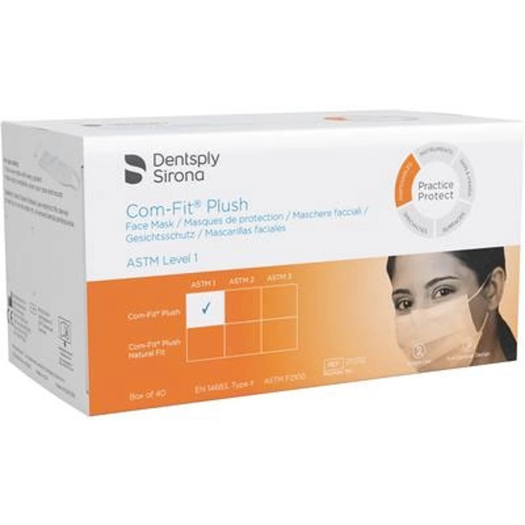 Com-Fit Plush Earloop Face Mask, ASTM Level 1, White, CFP-1, 40/Box, 20352