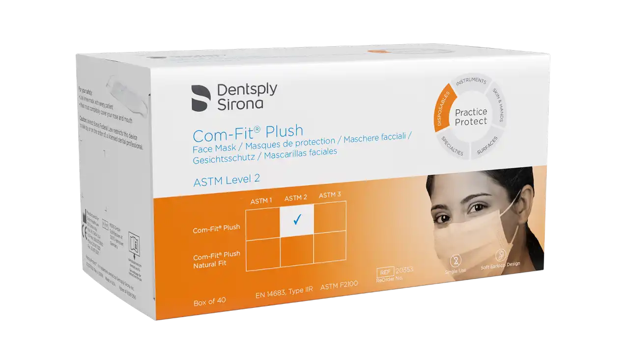 Sultan Com-Fit Plush Earloop Face Mask, ASTM Level 2, White, 40/Box, CFP-2, 20353
