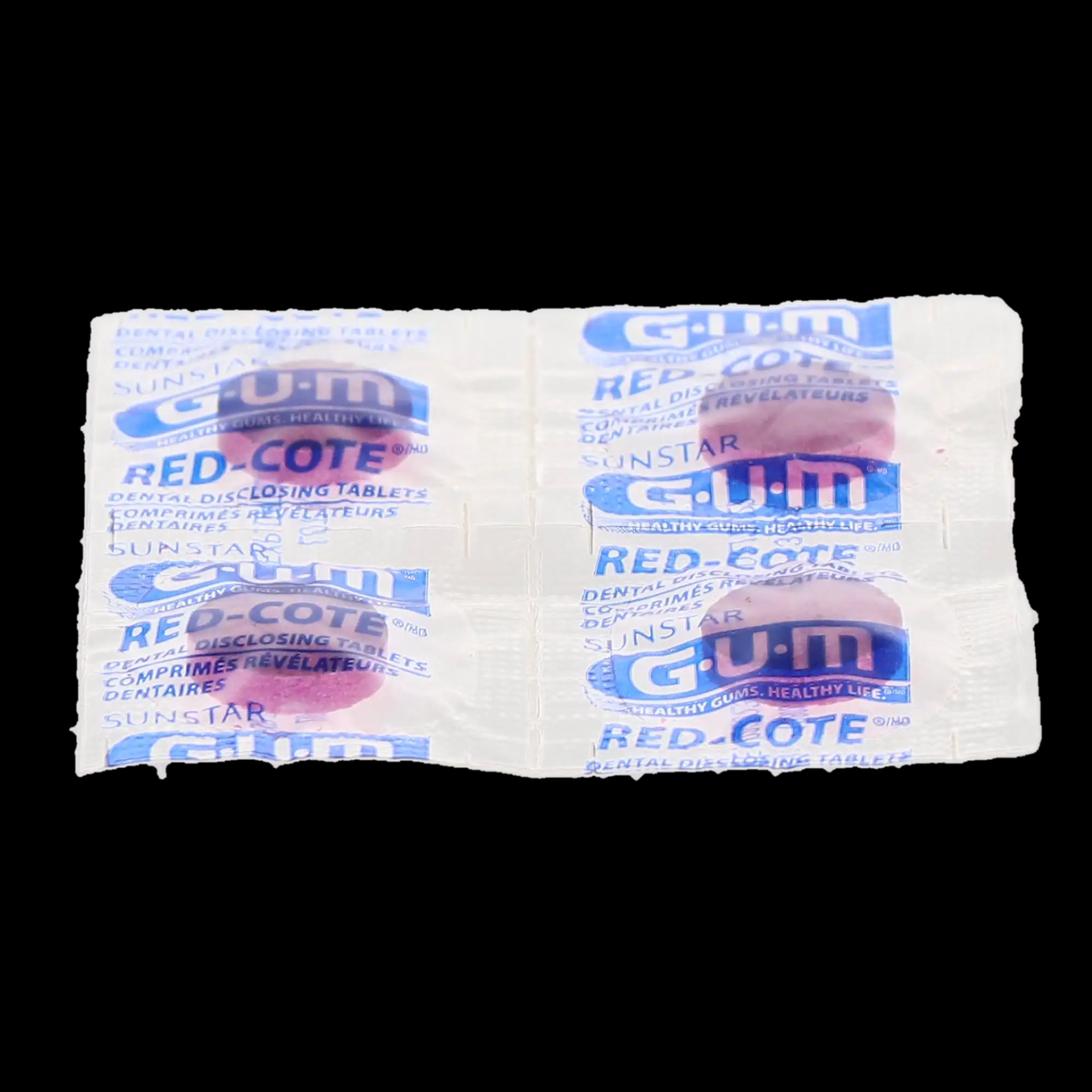 GUM Red-Cote Disclosing Tablets, Cherry Flavor, Cello Pack, 250/Pk, 800CQA