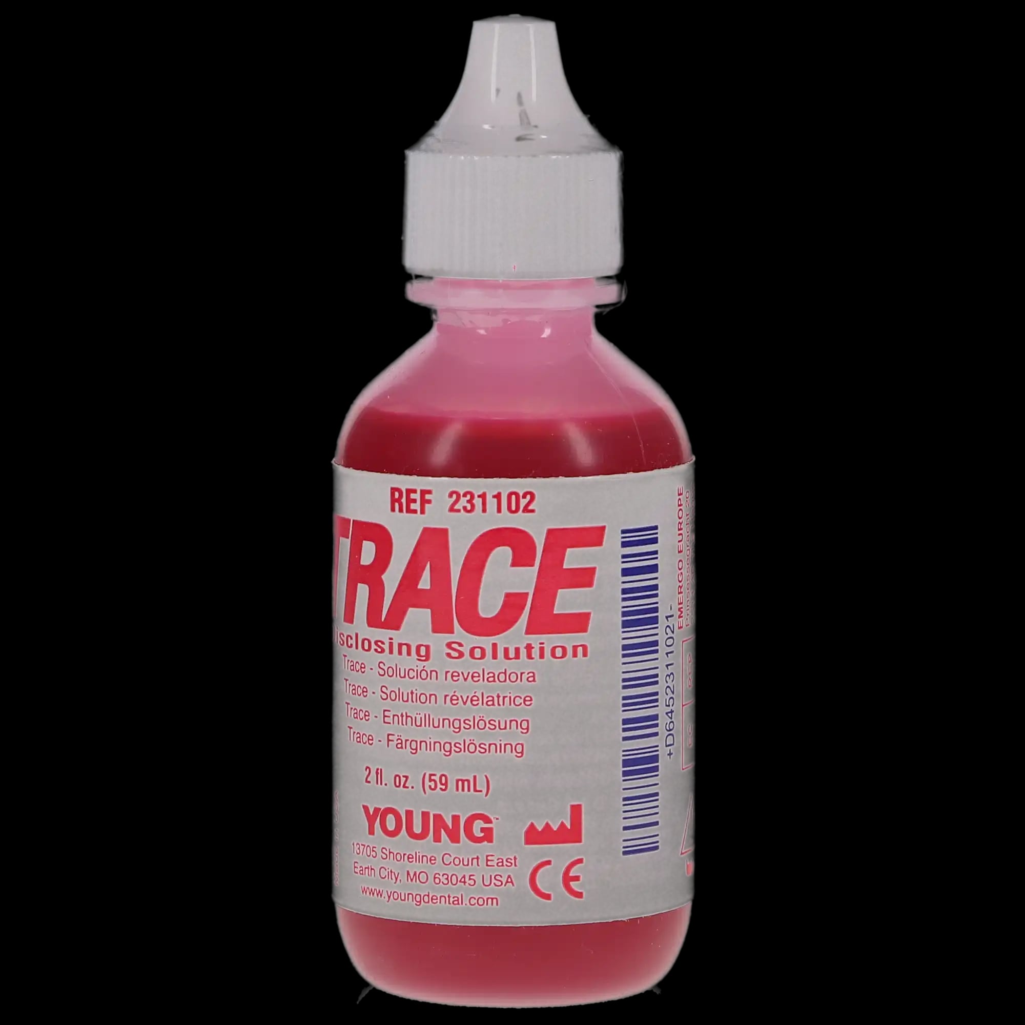 Young Dental Trace Disclosing Solution, Liquid, 2 oz (60 ml) Bottle, Red, 1/Bx, 231102