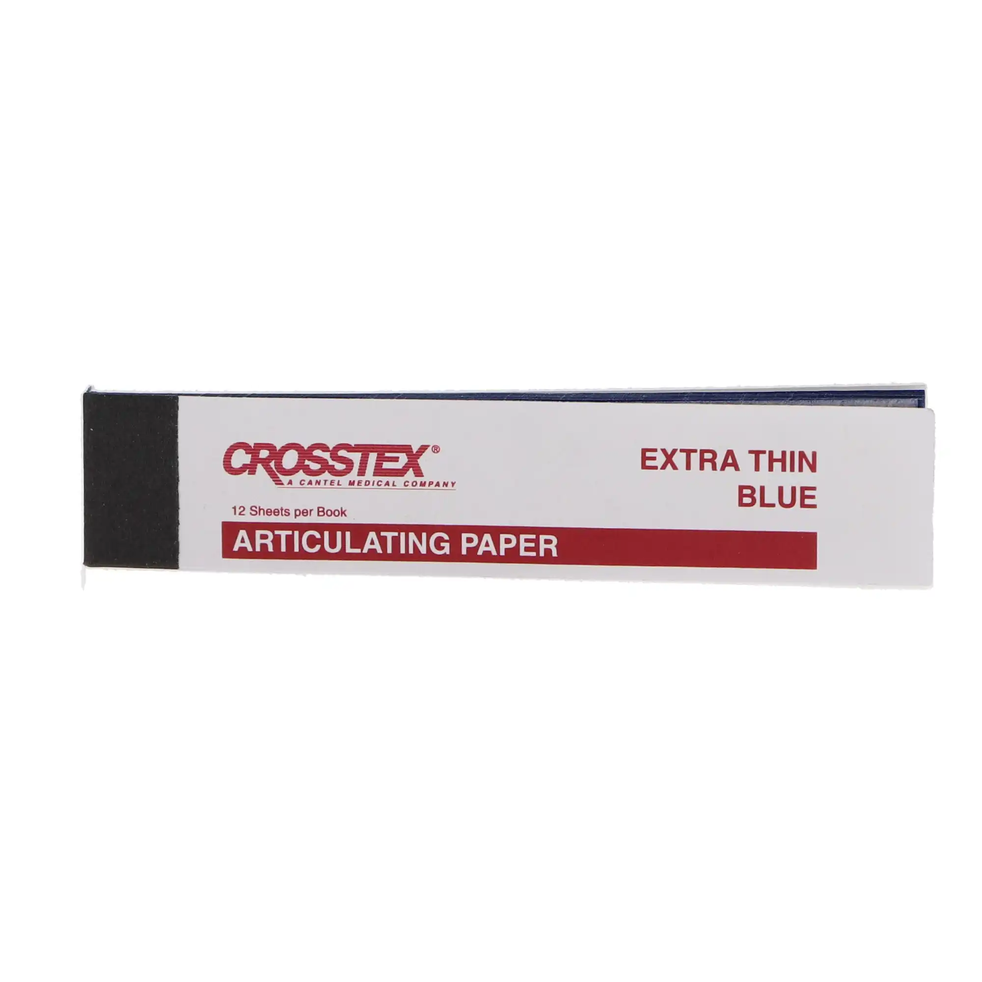 Crosstex Articulating Paper Pre-Cut Strip, X-Thin, 38 Microns, Blue, 144/Box, TPXT