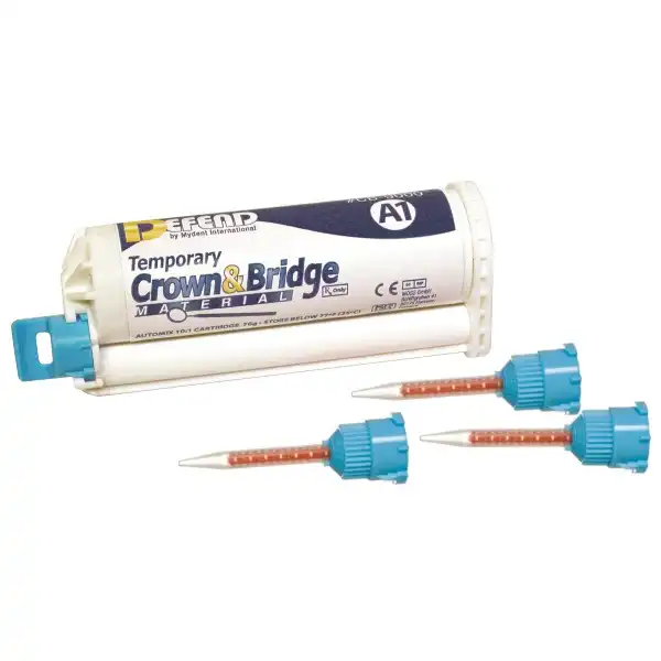 Defend Temporary Crown & Bridge Material, Bis-Acryl Composite, Shade A3.5, 76 g (50 mL) 10:1 Cartridge, 10 T-Mixer Tips, CB9002