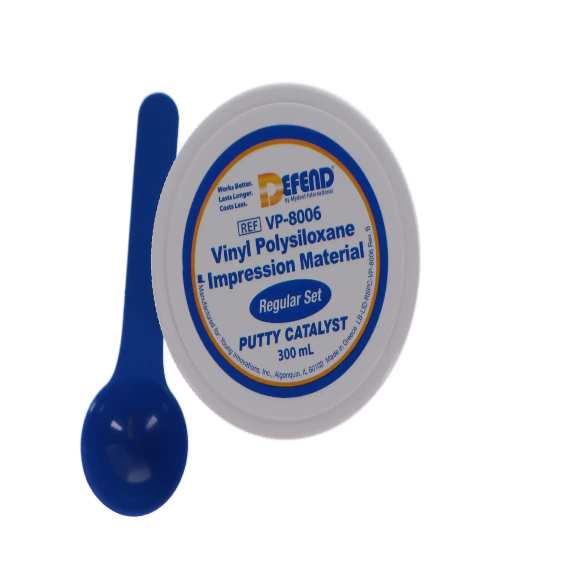 Defend Super Hydrophilic Vinyl Polysiloxane Putty Kit, Regular Set, 2 x 300 mL Jars (Base & Catalyst), VP8006