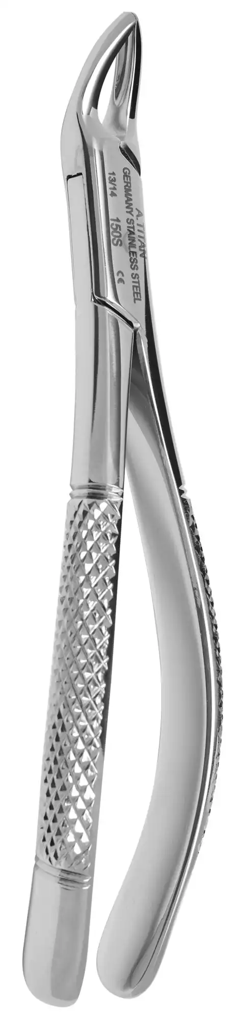 A Titan Instruments Plus Series Pedodontic Extraction Forceps, Upper Universal, 150S, 1/Pk