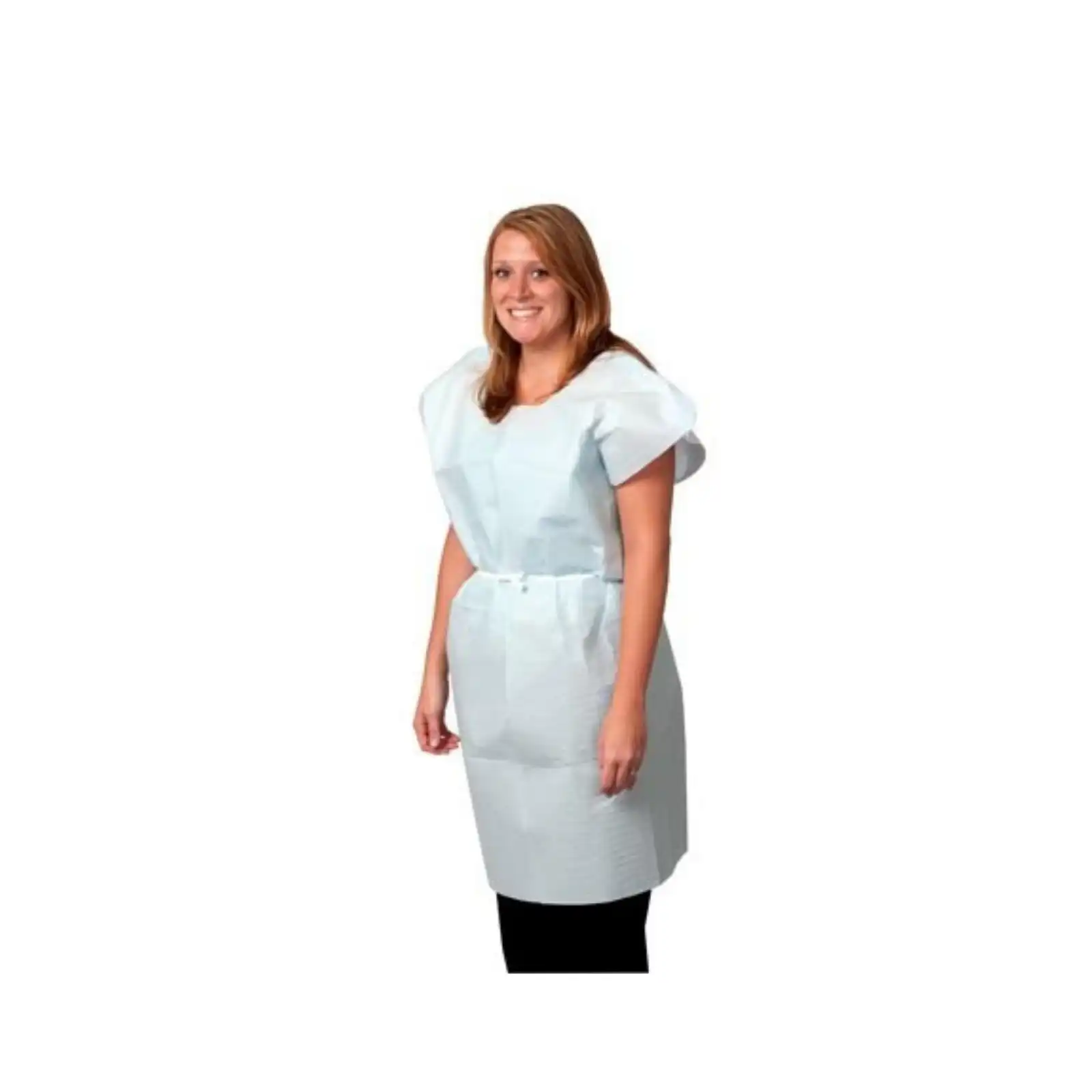 ProAdvantage Exam Gown, Tissue/Poly/Tissue, 30" x 42", Blue, Front/Back Opening, 50/Case, P750033