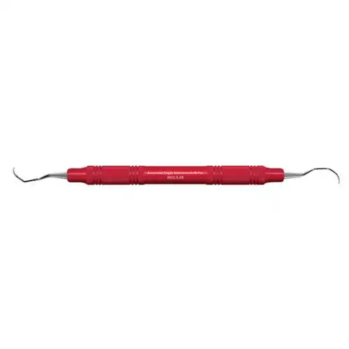 American Eagle Instruments Universal Curette #3-4 Langer, Posterior Mesial/Distal, EagleLite Resin Handle, 3/8" Red, 1/Pk, AECL3-4X