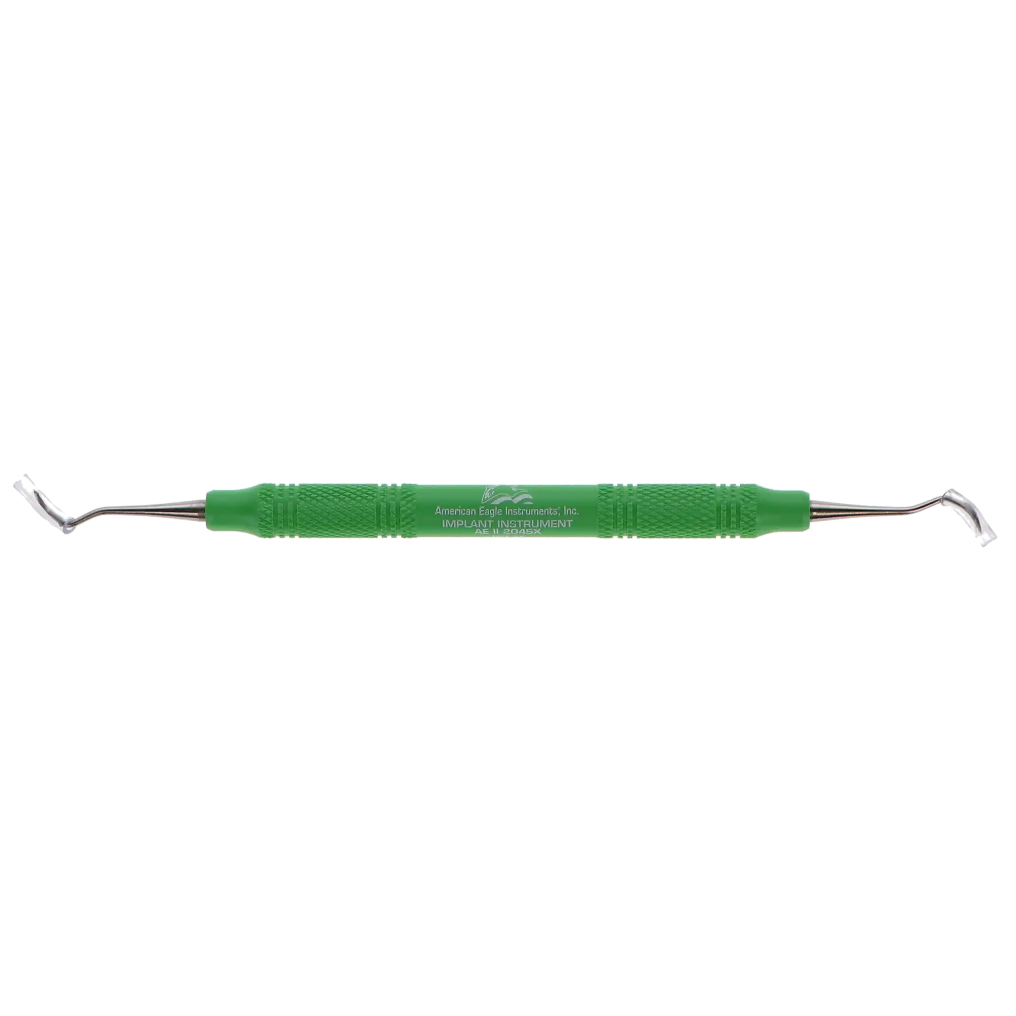 American Eagle Titanium Implant Sickle Scaler, #204S, Posterior, Double-Ended, EagleLite Resin Handle, 3/8" Green, 1/Pk, AEII204SX