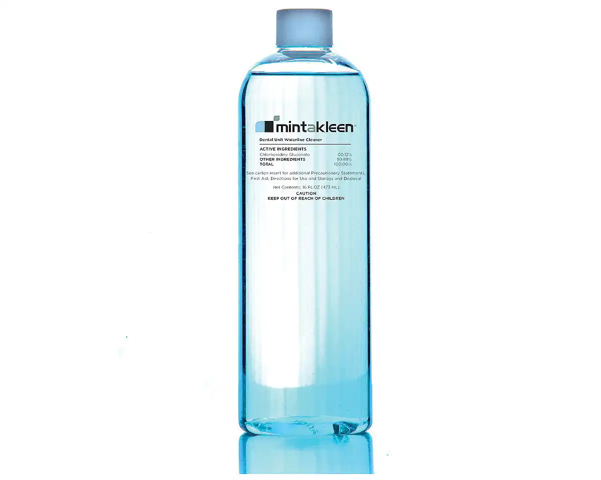 Mint-A-Kleen Dental Unit Waterline Cleaner, 0.12% CHG, 16 oz (500 mL) Bottle, 10/Case, MAK-OZ