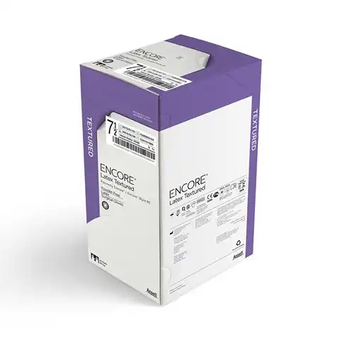 Encore PF Sterile Latex Surgical Gloves, Powder-Free, Textured, Size 7.5, Natural, 50 Pairs/Box, 5785004