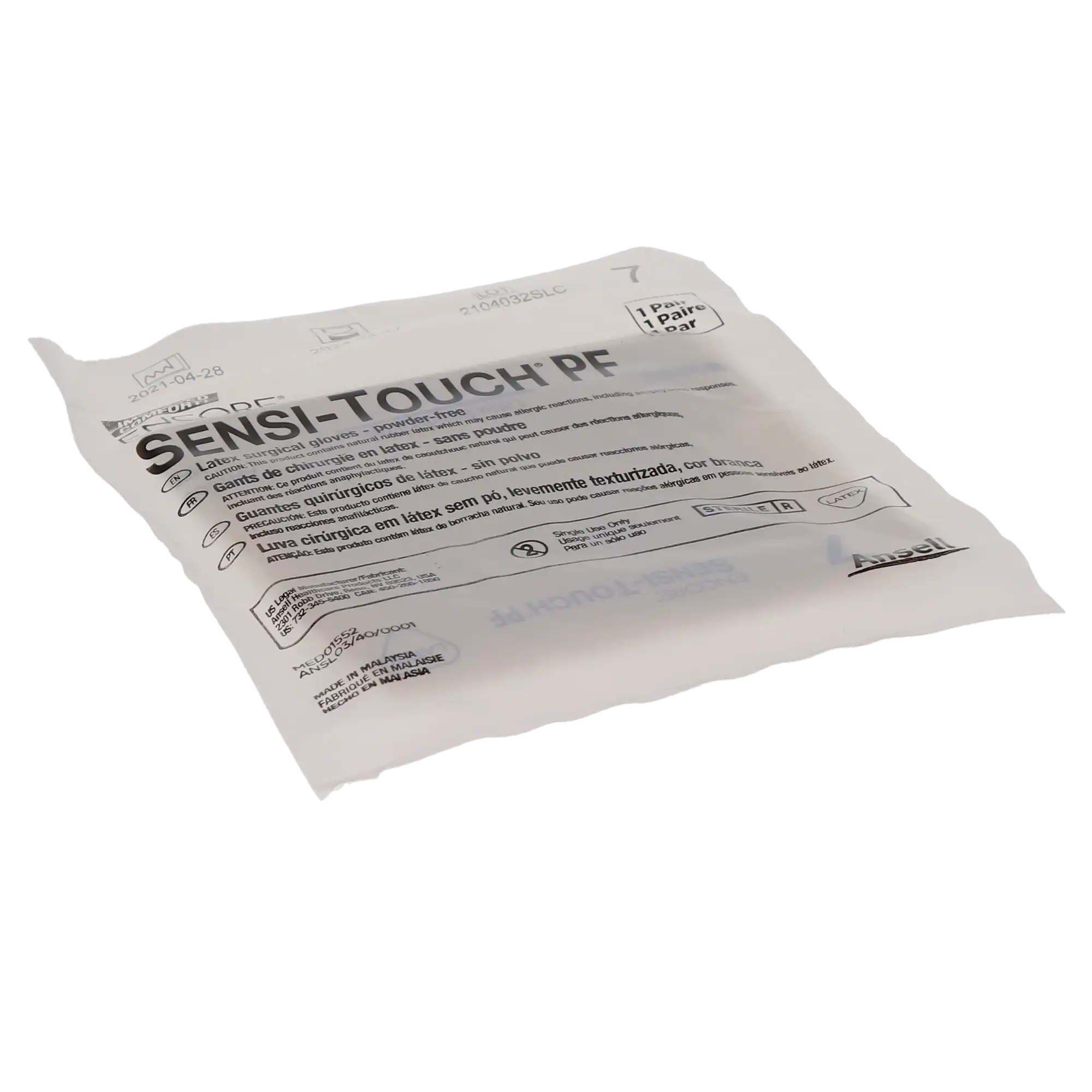 Encore Sensi-Touch Latex Surgical Gloves, Powder-Free, Sterile, Size 7, White, 50 Pairs/Box (100 Gloves), 7824PF