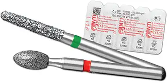NTI 12-Fluted Trimming & Finishing Carbide Bur, FG, Football, #7404, 1.4 mm, 5/Pk, H379-014