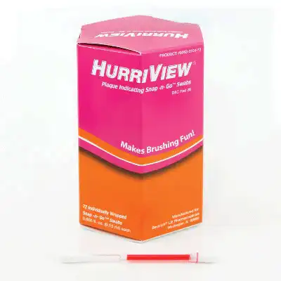 HurriView II Plaque Indicating Snap-n-Go Swabs, Two-Tone Disclosing Solution, 0.15 ml, 72/Box, 0283-1105-72