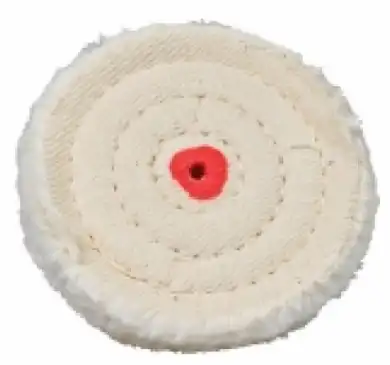 Buffalo Dental Muslin Buff Wheel, 4" x 30-Ply, Center Hole for Tapered Chuck, 1/Pk, 07990