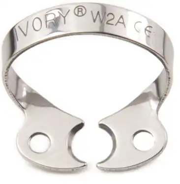 Hygenic Rubber Dam Clamp, #W2A, Wingless, Gloss Finish, Premolars and Upper Incisors, 1/Pk, H02775