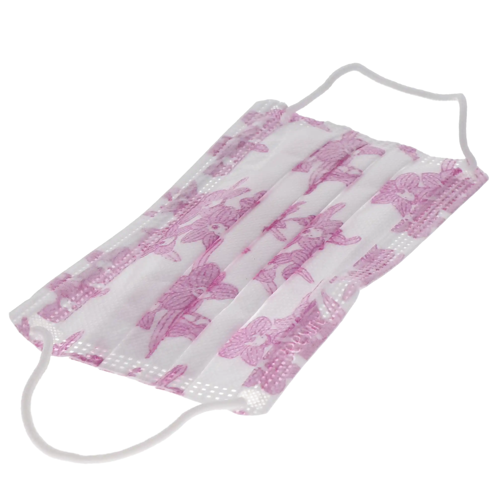 BeeSure Earloop Face Masks, Orchid Floral Lavender, ASTM Level 3, 50/Box