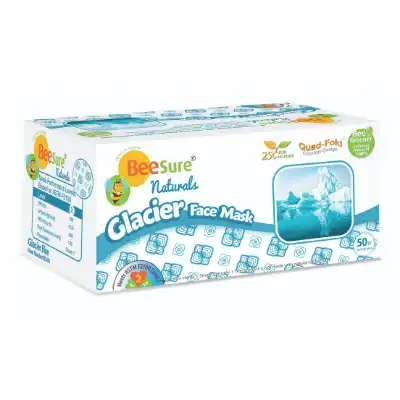 BeeSure Naturals Earloop Face Masks, Glacier Blue, ASTM Level 3, 50/Box (8 Boxes/Case, 400 Total)