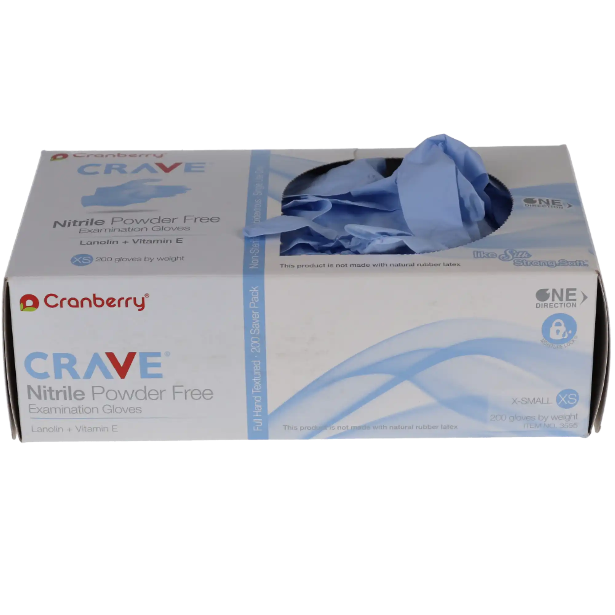 Crave Nitrile Examination Gloves, Powder-Free, Extra Small, 200/Box, 3555