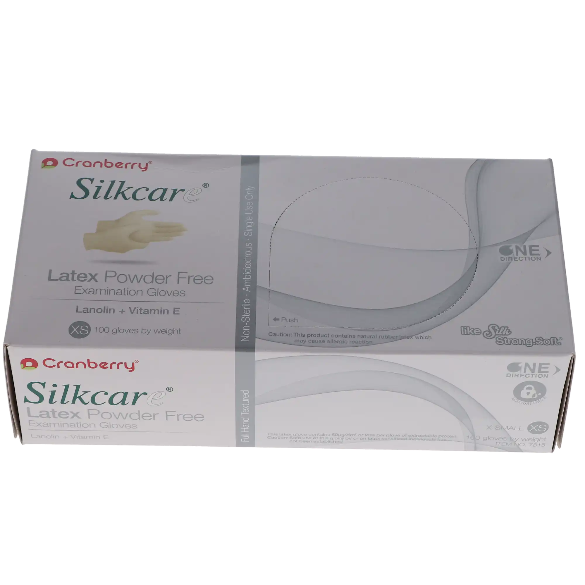 Cranberry Silkcare Latex Powder-Free Examination Gloves, Extra Small, 100/Box, CR7815