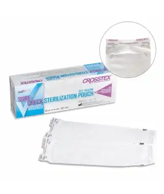 Crosstex Sure-Check® Sterilization Pouches, 5.25" x 15" (13 x 38 cm), Self-Sealing, with Built-In Internal/External Multi-Parameter Indicators, 200/Box, SCL5152