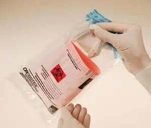 Crosstex Lab Transport Plastic Bags, 6" x 10", Biohazard, Adhesive Closure, 250/Pk