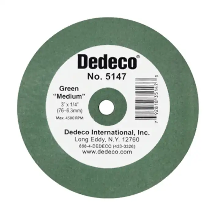 Dedeco Traditional Lathe Wheel, Green Medium, 3" x 1/4", 1/Pk, 5147