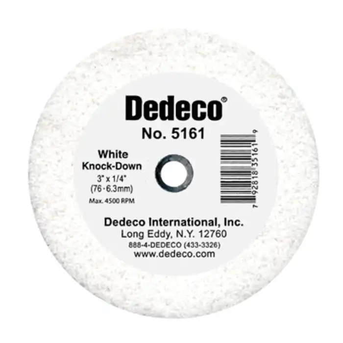Dedeco White Knock-Down Lathe Wheel, 3" x 1/4", Plastic Center, 1/Pk, #5161