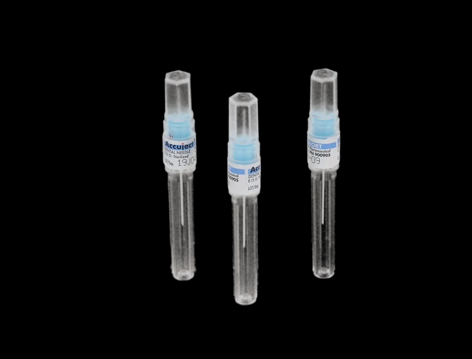 Accuject Disposable Dental Needles, Plastic Hub, 30 Gauge Short (21mm), Blue, Sterile, 100/Box, 900905