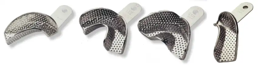COE Nickel-Plated Perforated Partial Impression Trays, 4/Pk