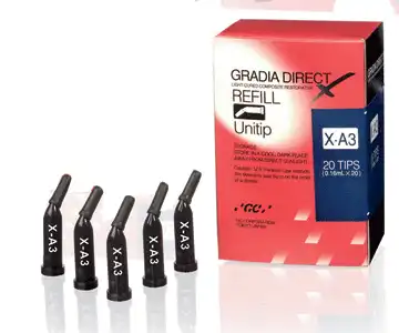 Gradia Direct Microfilled Hybrid Composite, Unitip Refill, 0.16 ml, Shade C3, 10/Pk