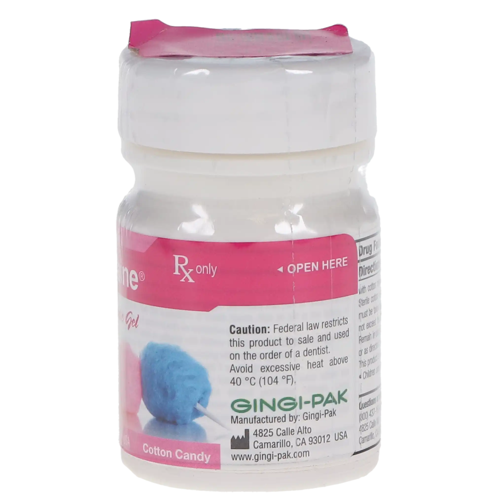Gingicaine Topical Anesthetic Gel, 20% Benzocaine, 1 oz Jar, Cotton Candy, 1/Pk