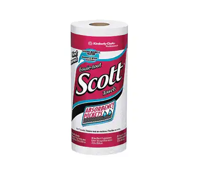 Scott Surpass Kitchen Roll Paper Towels, 1-Ply Perforated, 11" x 8.78", White, 128 Sheets/Roll, 20 Rolls/Case