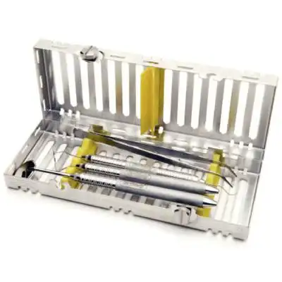 Hu-Friedy IMS Signature Series Exam Cassette, 5-Instrument, Yellow, Stainless Steel, 3" x 8" x 1.25", IM6055