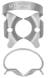 Hu-Friedy Satin Steel Rubber Dam Clamp, #14A, Winged, Molars, 1/Pk, RDCM14A