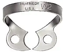 Hu-Friedy Satin Steel Rubber Dam Clamp, #W2, Wingless, Premolars, 1 Each, RDCMW2