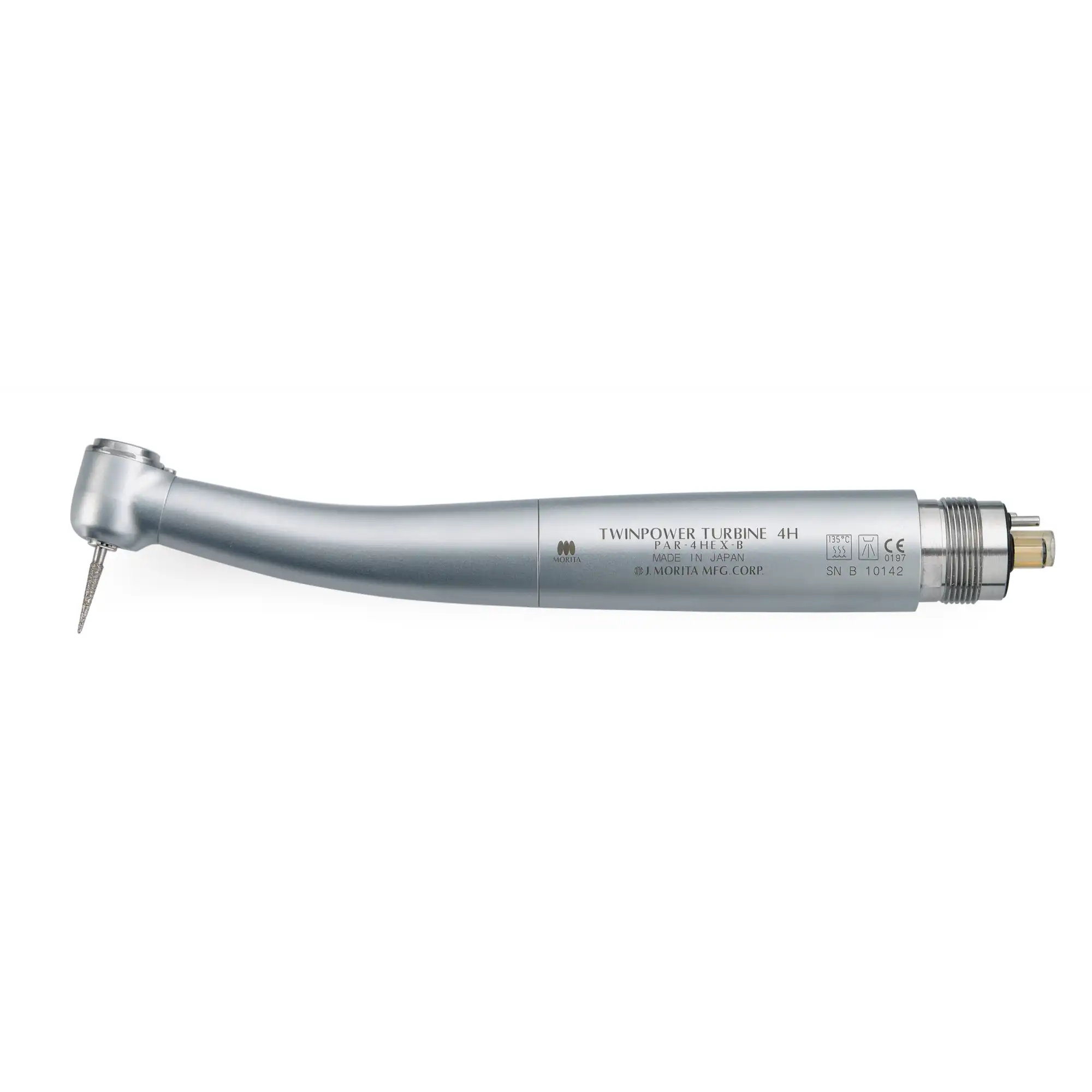 J. Morita TwinPower Turbine High-Speed Handpiece, Basic, 4-Hole, Non-Optic, Push Button, 1/Pk, 16-5360838