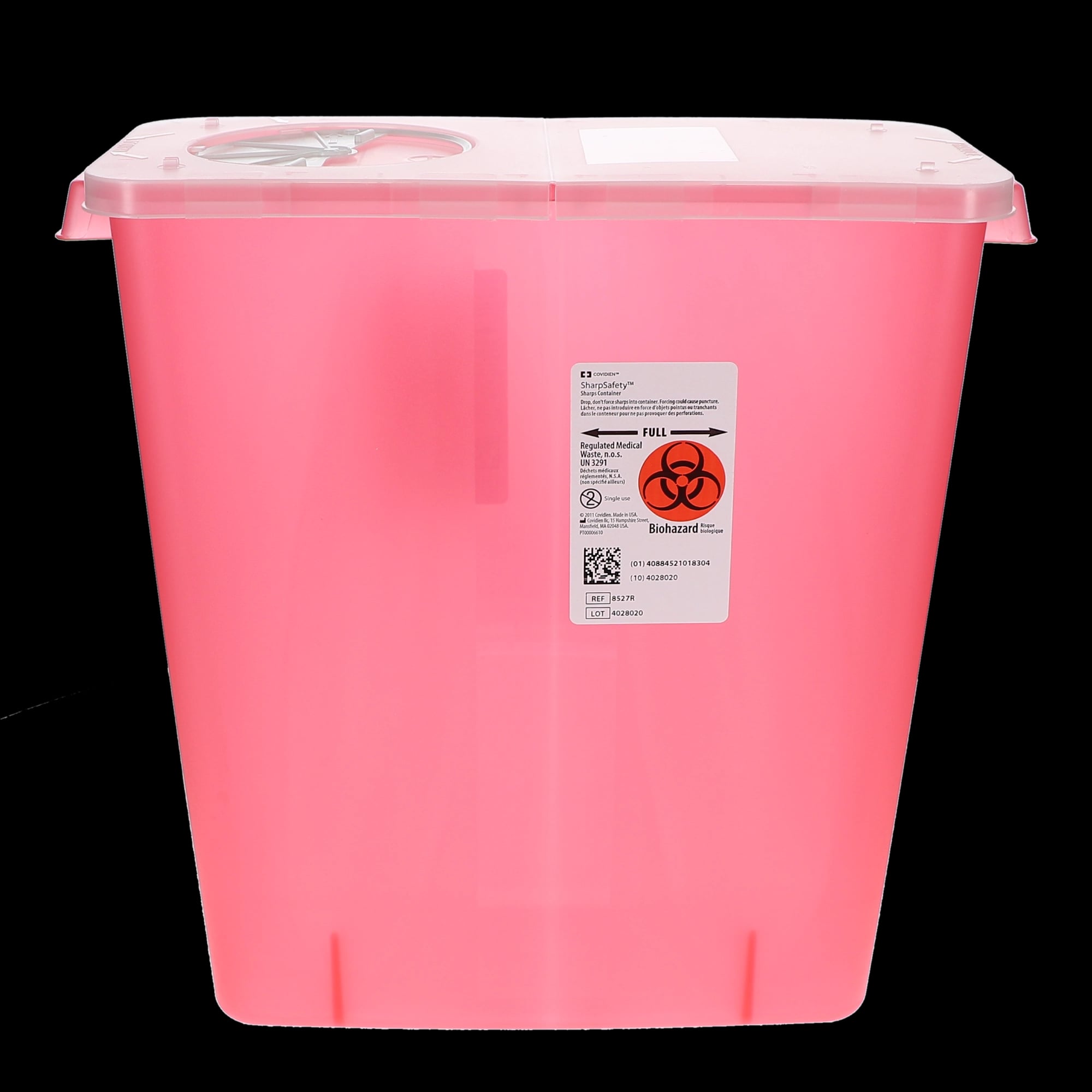 SharpStar Sharps Container, 3 Gallon, Transparent Red, with Hinged Rotor Lid, 1/Pk, 8527R