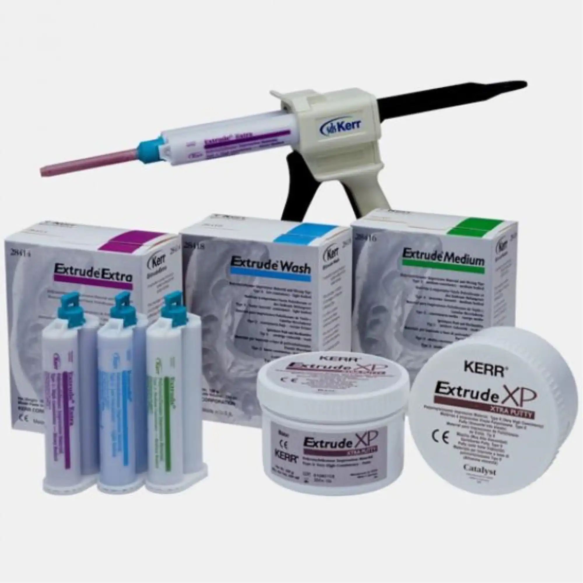 Kerr Extrude VPS Impression Material, Extra Heavy Body, Mauve, 2 x 50 ml Cartridges with 6 Mixing Tips, 28415