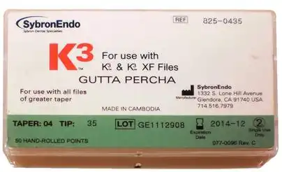 K3/K3XF Gutta Percha Points, 0.04 Taper, #35, Green, 50/Pk, 825-0435
