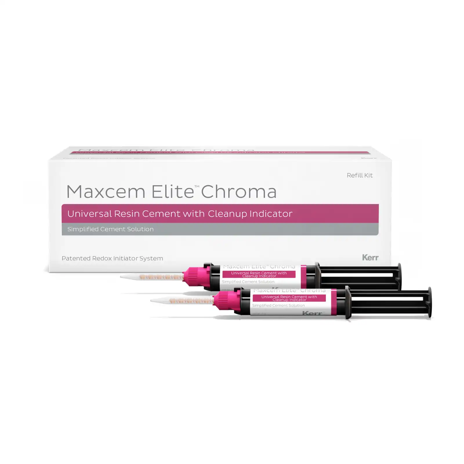 Maxcem Elite Chroma Self-Adhesive Resin Cement Refill, 5 g Syringes, Clear, 2/Pk