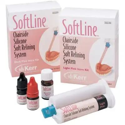 Kerr SoftLine Silicone-Based Soft Relining Material, Intro Kit, Light Pink, 1/Pk