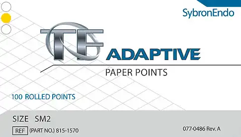 TF Adaptive Absorbent Paper Points, SM2, Small, Yellow, 0.06 Taper, 100/Pk, 815-1570